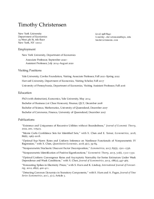 Image representing the file: Timothy Christensen's CV
