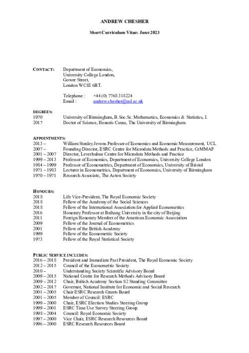 Image representing the file: Andrew Chesher's CV
