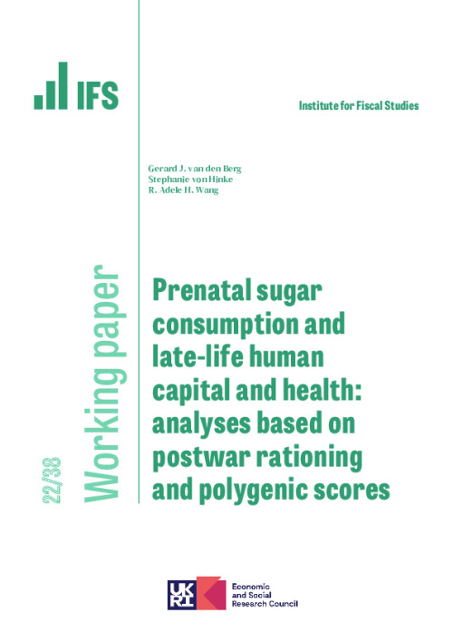 Image representing the file: Prenatal sugar consumption and late-life human capital and health: analyses based on postwar rationing and polygenic scores