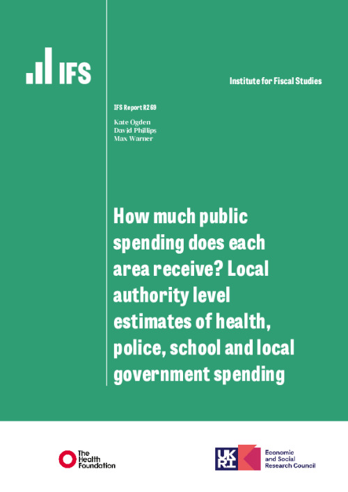 Image representing the file: Download 'How much public spending does each area receive? Local authority level estimates of health, police, school and local government spending'