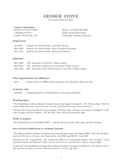 Image representing the file: George Stoye's CV