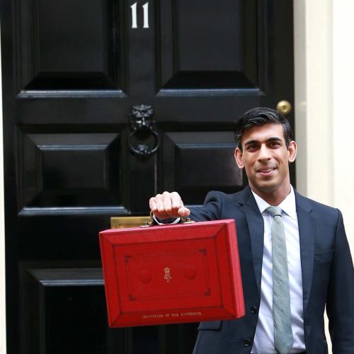 Rishi Sunak holding red box